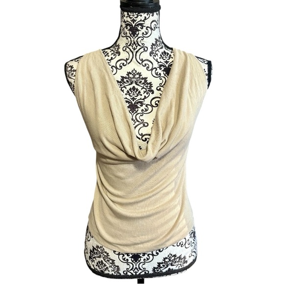 27 MILES MALIBU Merrill Sand Cowl Neck Top with Little Sequins - Picture 1 of 4